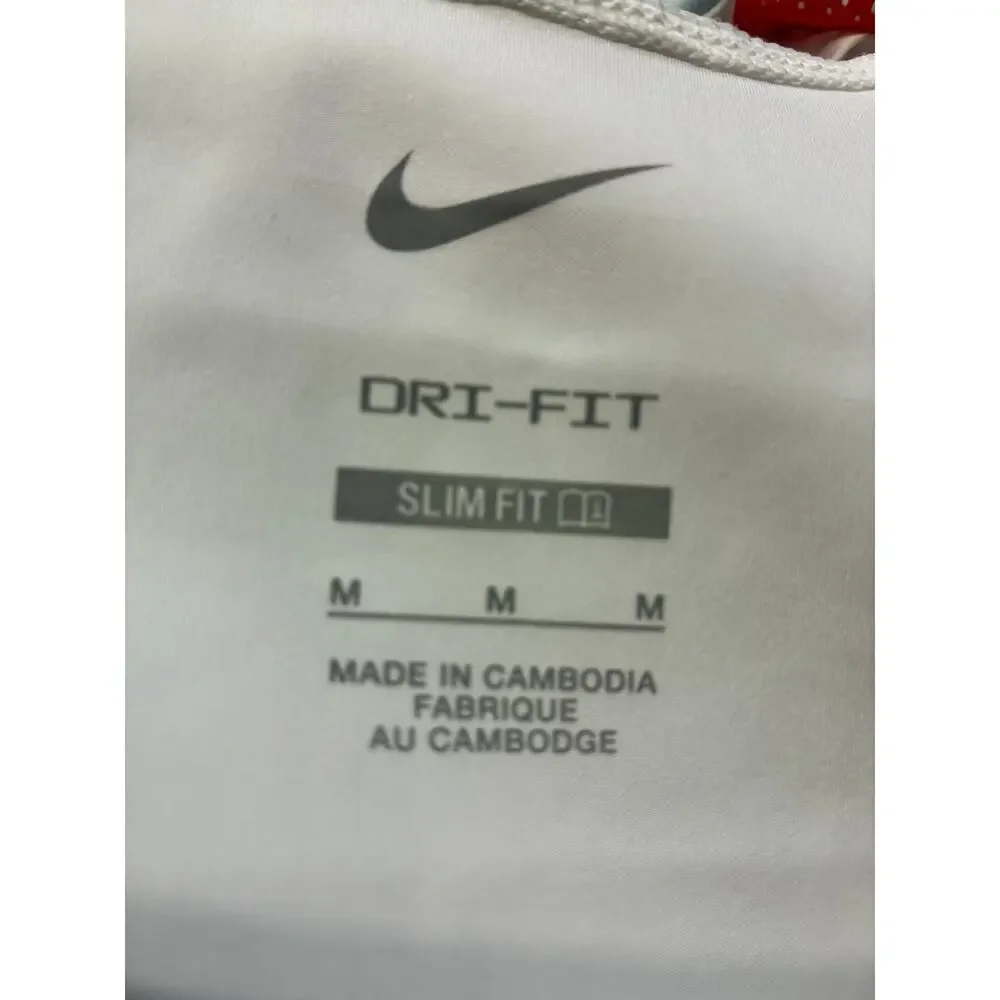 Nike Dri-FIT Mesh Racerback Tank Women’s M White Orange Running Workout Top